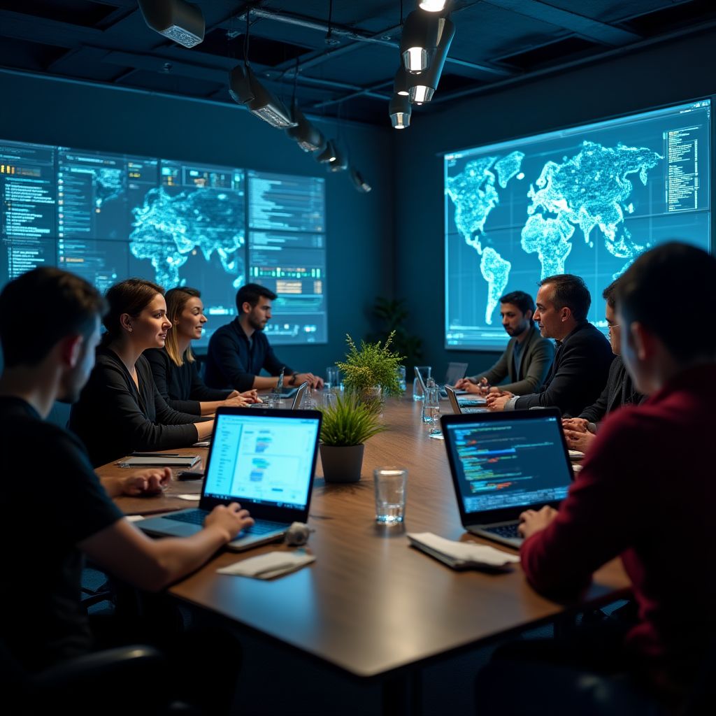 Equipo de desarrollo en sesión de trabajo